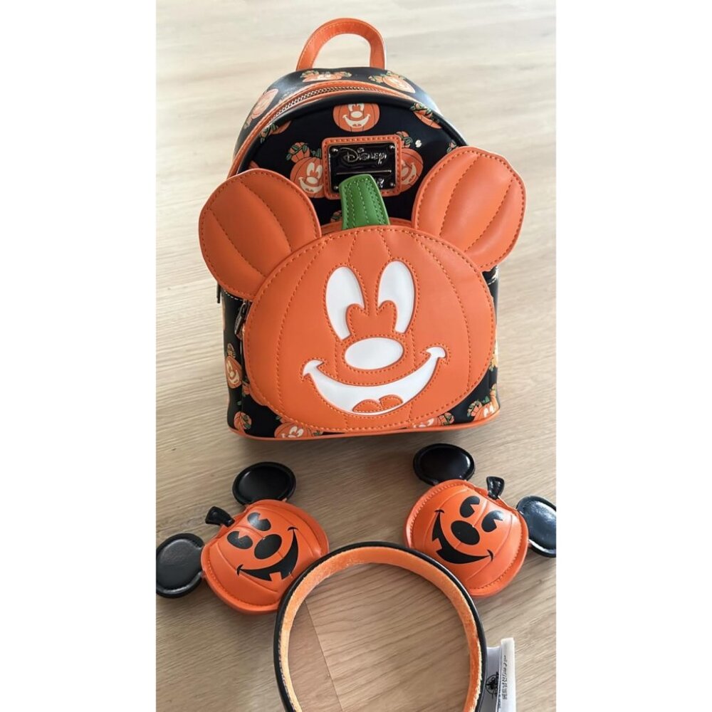 🆕Womens Loungefly‎ Disney Mickey-O-Lantern Double Strap Shoulder Bag Purse